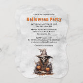 Creepy Skeleton Jack O’Lanterns Halloween Party 招待状 (正面/裏面)