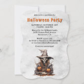 Creepy Skeleton Jack O’Lanterns Halloween Party 招待状 (正面)