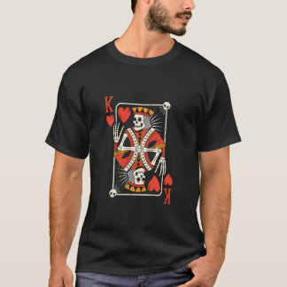 Creepy Skeleton King of Hearts Halloween Playing C Tシャツ