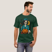 Creepy Skeleton Nurse Halloween Costume for Horror Tシャツ (正面フル)