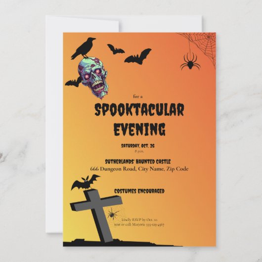 Creepy Skeleton Spooktacular Halloween Party 招待状 (裏面)