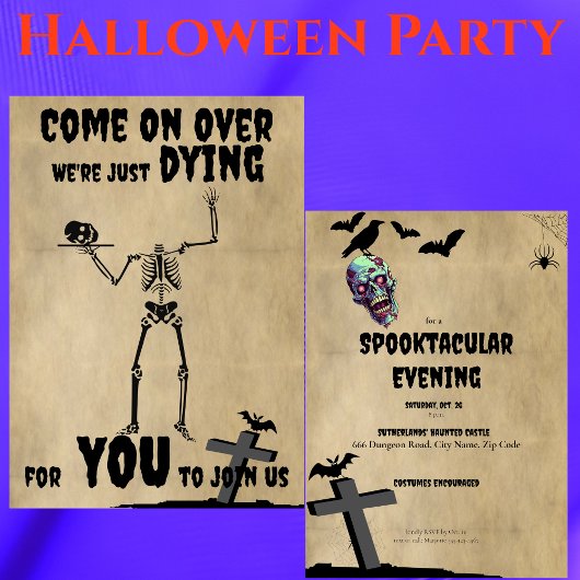 Creepy Skeleton Spooktacular Halloween Party 招待状