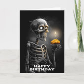 Creepy Skeleton with Cupcake Birthday カード (正面)