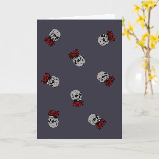 “Creepy Skull Horror Design – Spooky Halloween Art カード (黄色い花)