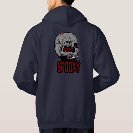 “Creepy Skull Horror Design – Spooky Halloween Art パーカ (裏面)