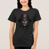 Creepy Skull Witch with Glowing Eyes Art トライブレンドＴシャツ (正面)