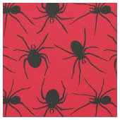 Creepy Spiders With Red Eyes Pattern ファブリック (クローズアップ)