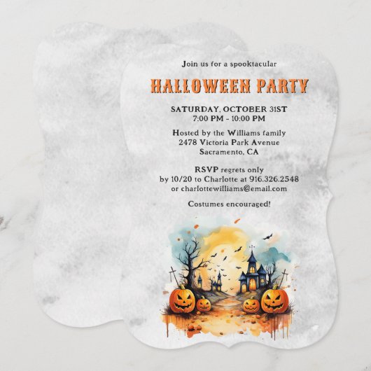 Creepy Spooky Pumpkins Halloween Party 招待状 (正面/裏面)