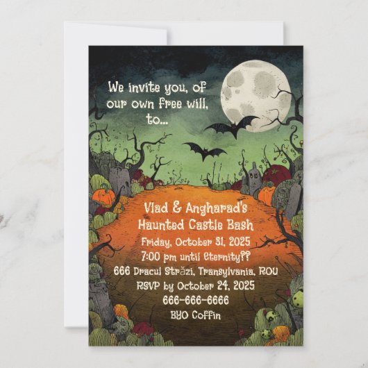 Creepy Vampire Bat Burton-Inspired Flat Invitation カード (正面)
