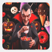 Creepy Vampire Dracula スクエアシール (正面)