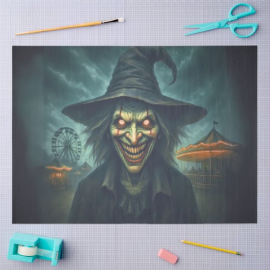 Creepy Witch at Carnival – Horror Halloween 薄葉紙 (クラフト)