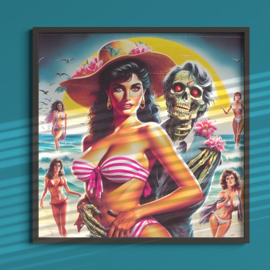 Creepy Zombie Beach Pin-up ポスター