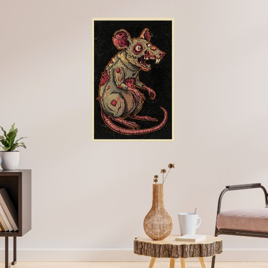 Creepy Zombie Rat Illustration ポスター (リビング3)