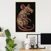 Creepy Zombie Rat Illustration ポスター (ホームオフィス)
