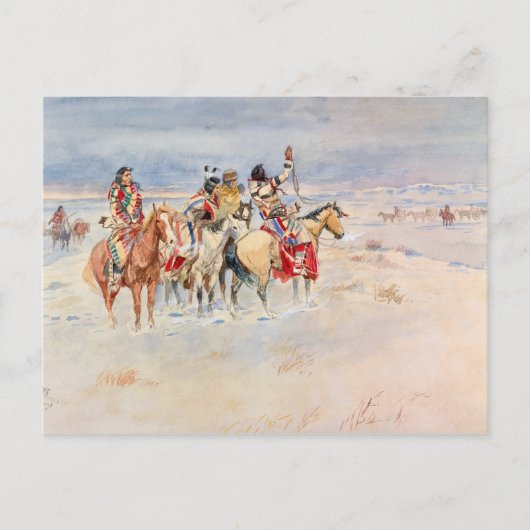 Crees Meeting Traders, 1896 by Charles Marion Russ ポストカード (正面)