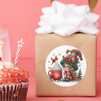 Créez votre propre Sticker rond classique d'elfe ラウンドシール