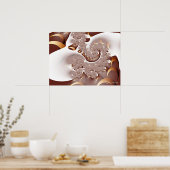 Cremaクール抽象芸術素晴らしフラクタル ポスター (キッチン)