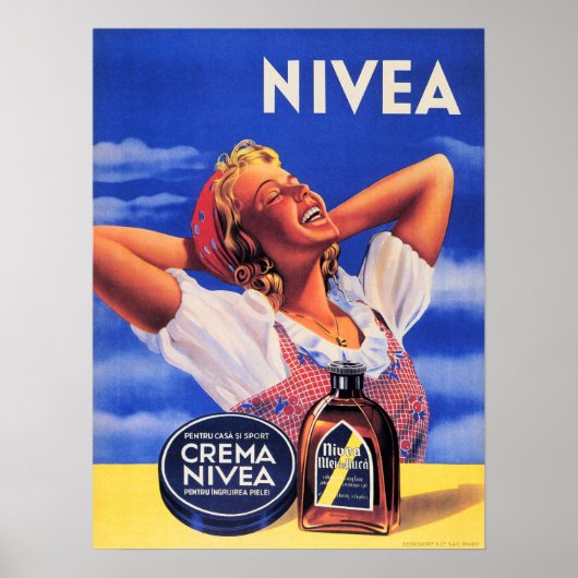 Crema Niveaレトロドイツ化粧品ローション広告 ポスター (正面)