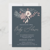Cremeモダンフローラバーチャル赤ちゃんシャワー招待状 (正面)