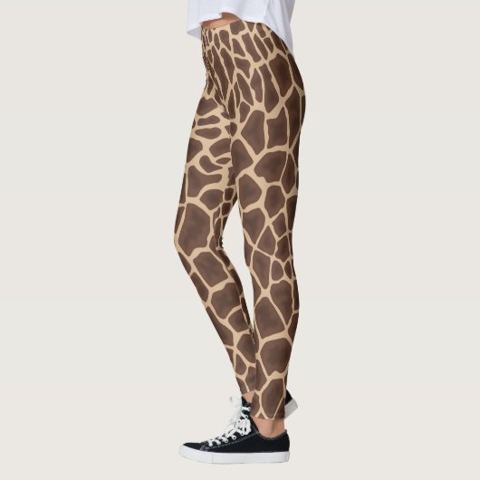 Creme Braune Giraffe Flecken Druck レギンス (左)