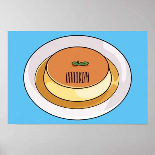Creme caramel cartoon illustration ポスター (正面)