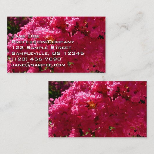 Crepe Myrtle Tree Magenta Floral 名刺 (正面/裏面)
