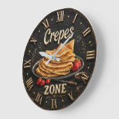 Crepes Rustic Breakfast & Brunch Gift ラージ壁時計 (傾斜)