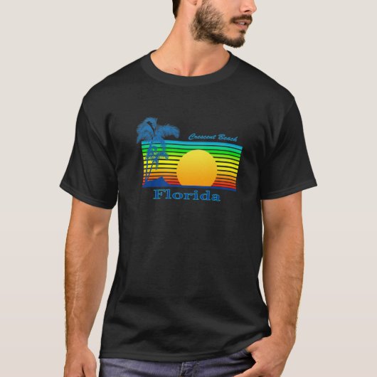 Crescent Beach Florida Retro Tropical Beach Sunset Tシャツ (正面)