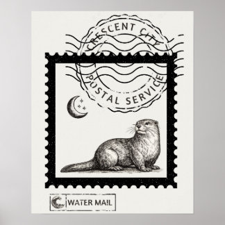 Crescent City Otter Art Print ポスター