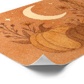 Crescent Moon & Autumn Pumpkins ポスター (角)