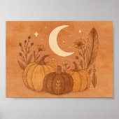 Crescent Moon & Autumn Pumpkins ポスター (正面)