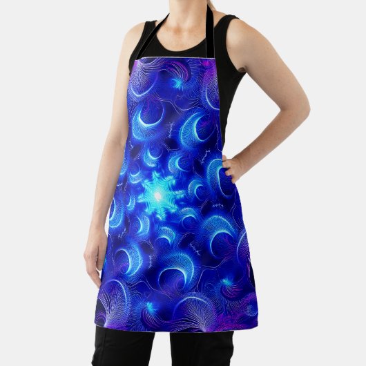 Crescent Moon Blue Fractals エプロン (インサイチュ)