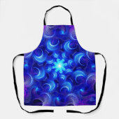 Crescent Moon Blue Fractals エプロン (正面)