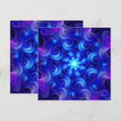 Crescent Moon Blue Fractals サンキューカード (正面/裏面)