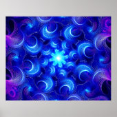 Crescent Moon Blue Fractals ポスター (正面)