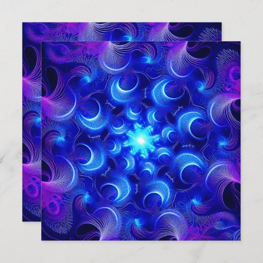 Crescent Moon Blue Fractals 招待状 (正面/裏面)