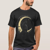 Crescent Moon Cat Kitten Astronomy Creepy Night Tシャツ (正面)