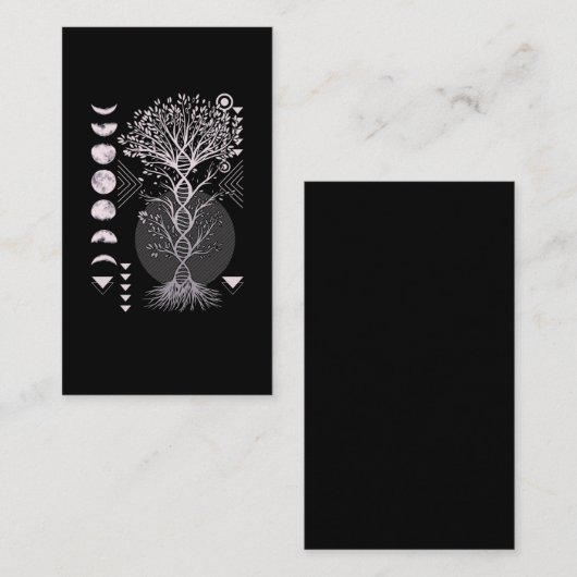Crescent Tree Life Moon Phasesジオメトリ自然 名刺 (正面/裏面)