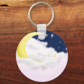 Cresent Moon in Soft Clouds Aluminum Keychain  キーホルダー (裏面)