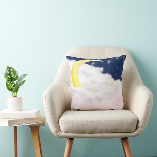 Cresent Moon in Soft Clouds Pillow  クッション (椅子)