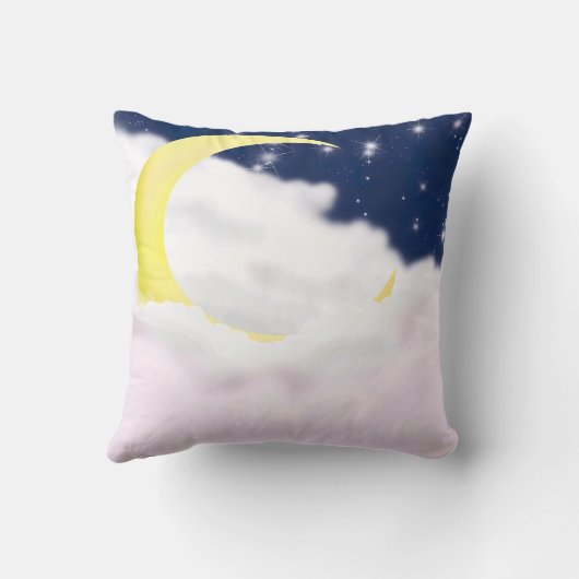 Cresent Moon in Soft Clouds Pillow  クッション (裏面)