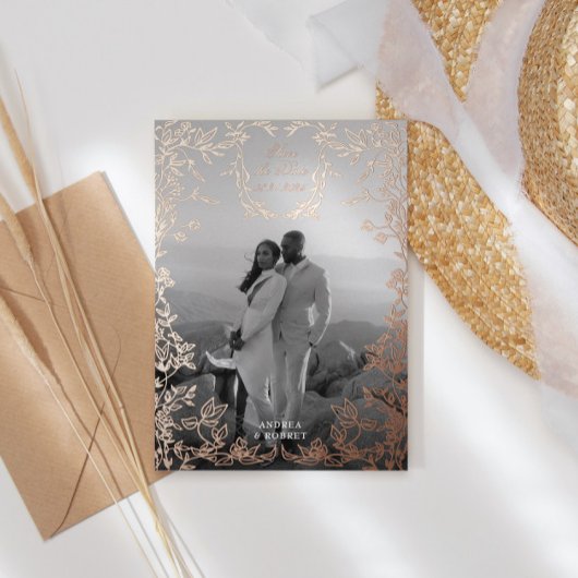 Crestクラシカル日付のバラ金ゴールドの保存 箔招待状