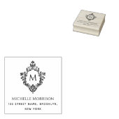 Crest Monogramエレガントイニシャル名住所華美 ラバースタンプ (押印)