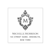 Crest Monogramエレガントイニシャル名住所華美 ラバースタンプ (インプリント)