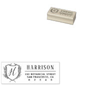 Crest Monogramエレガントスクリプト名差出人住所 ラバースタンプ (押印)