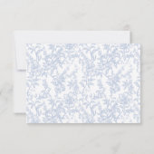 Crest Monogram Blue and White Floral Script 出欠カード (裏面)