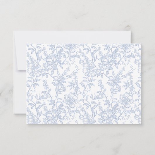 Crest Monogram Blue and White Floral Script 出欠カード (裏面)