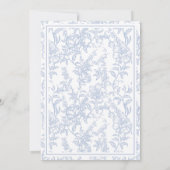 Crest Monogram Blue Chinoiserie Floral Script セーブザデート (裏面)