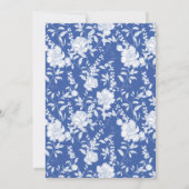Crest Monogram Delft Blue Floral Script セーブザデート (裏面)