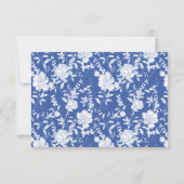 Crest Monogram Delft Blue Floral Script 出欠カード (裏面)